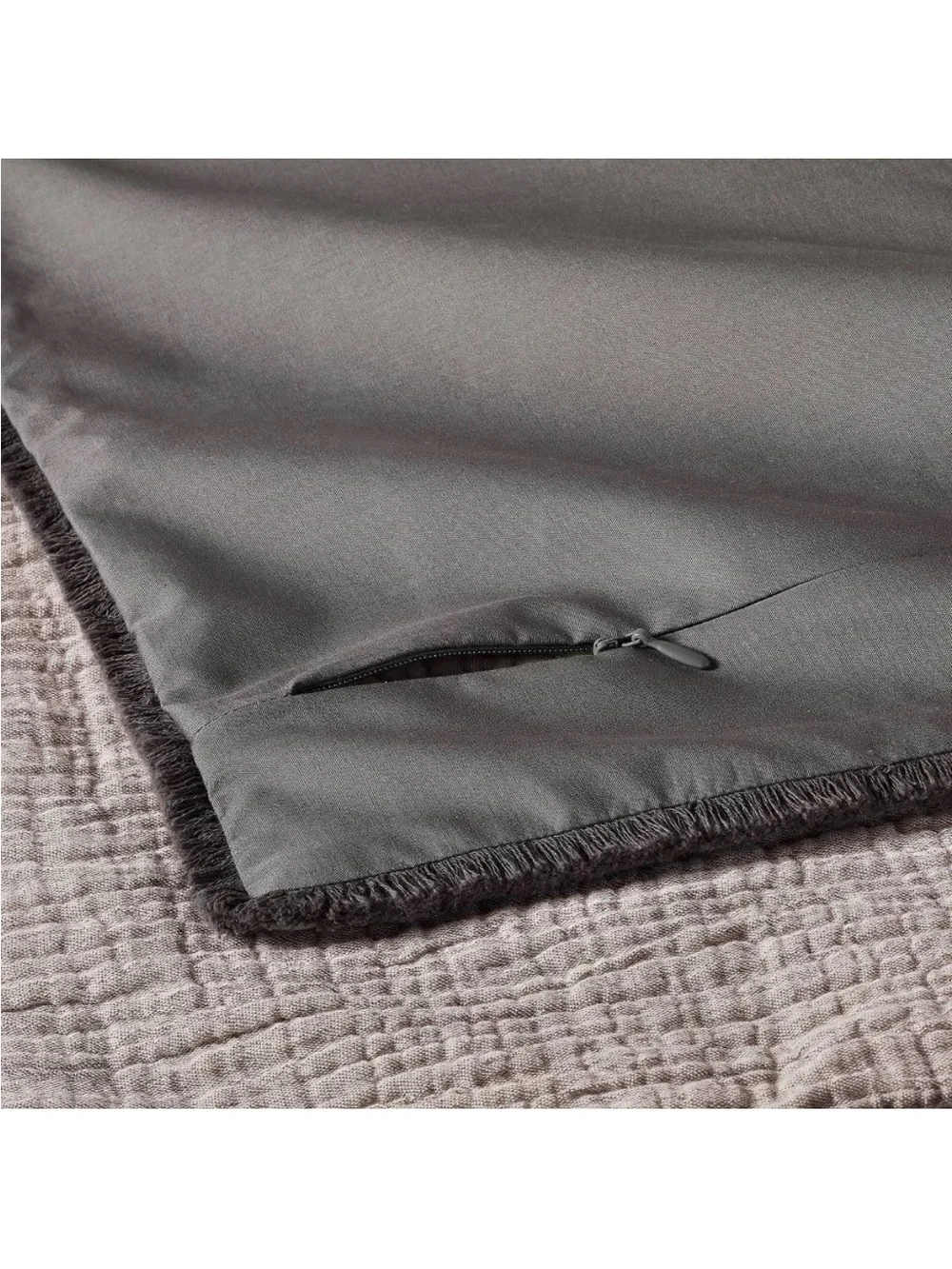 NWT King/California King Textured Chambray Comforter & Sham Set Dark Gray